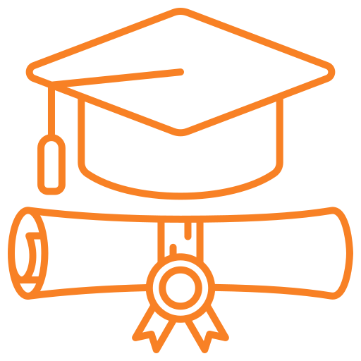 Graduate cap and diploma illustration for education and certification themes.