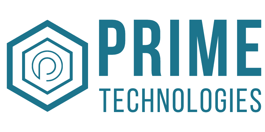 Prime Technologies logo with hexagon icon and company name.