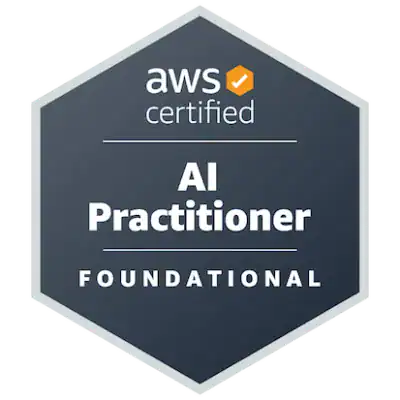 AWS AI Practitioner certification badge for foundational AI skills.