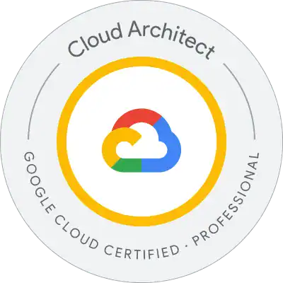 Google Cloud Certified Cloud Architect badge with Prime Technologies logo.