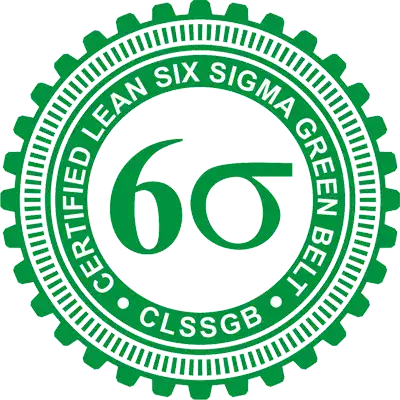 Badge for Six Sigma Green Belt certification by Prime Technologies.
