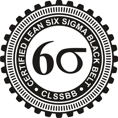 Six Sigma Black Belt certification badge for operational excellence.