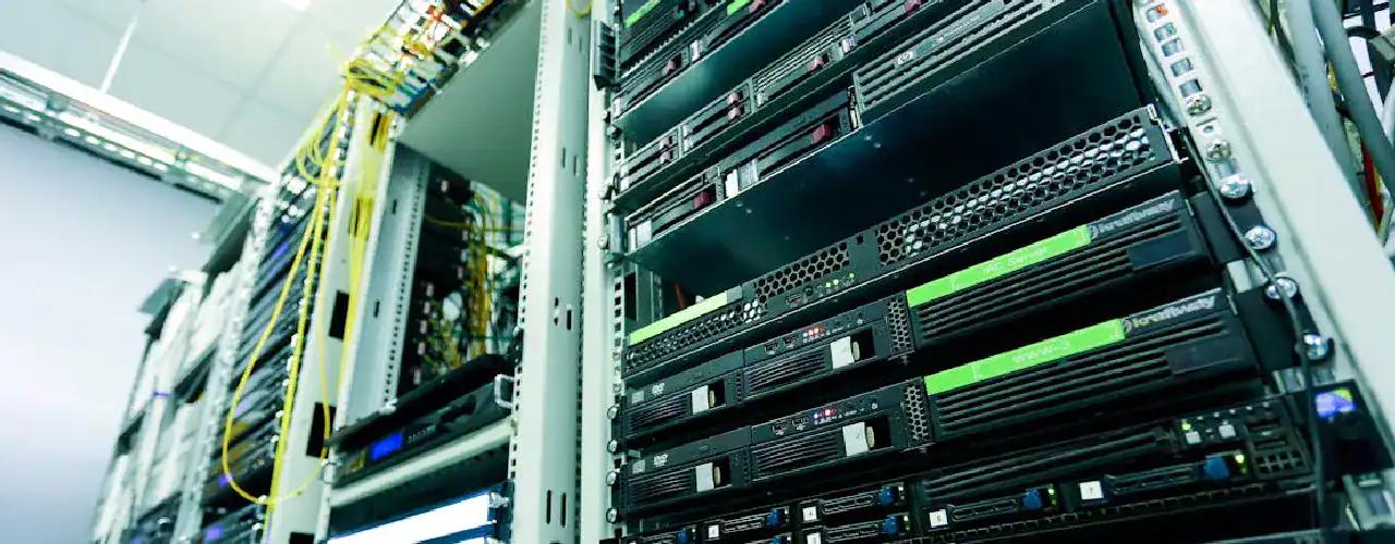 Abstract image representing data center architecture with interconnected elements and the Juniper Networks logo subtly integrated, alongside the Prime Technologies logo, emphasizing professional-level Juniper data center design knowledge.