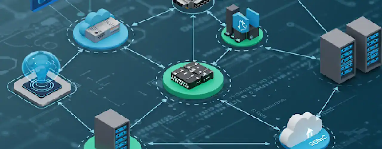 Graphic showing network devices running SONiC connecting and leading to career advancement symbols, with the Dell and Prime Technologies logos.