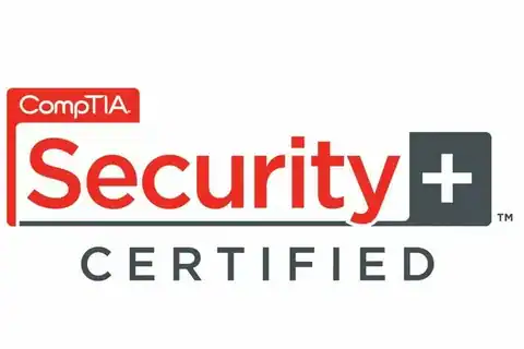 CompTIA Security+ certified badge for cybersecurity professionals.