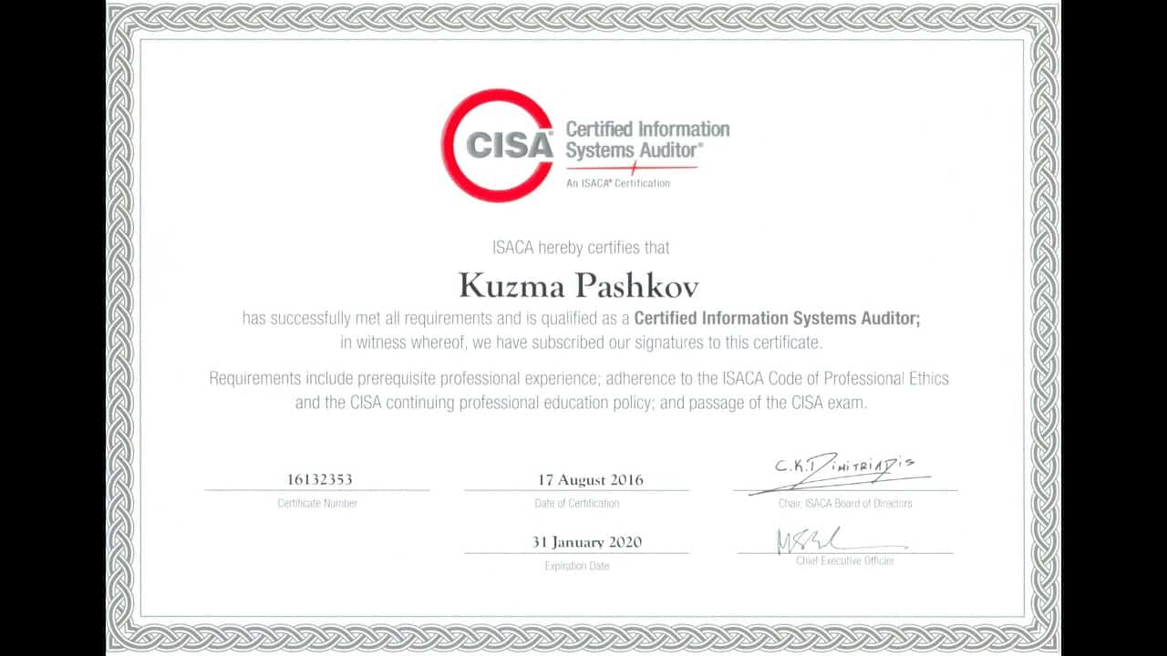 CISA renewable certification for IT professionals.